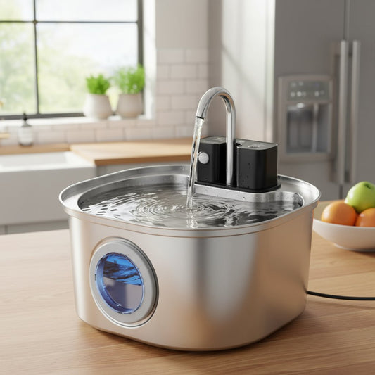 wireless stainless steel cat fountain 3.2L – SmartPetFountain cat drinking from stainless steel pet fountain